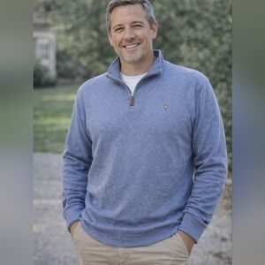 Polo Ralph Lauren Men’s Quarter Zip Sweater XXL Blue Heather 100% Cotton 2 XL